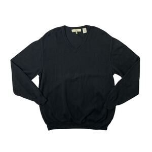 Joseph Abboud Sweater Mens L Large Black Lightweight Knit Cotton Long Sleeve